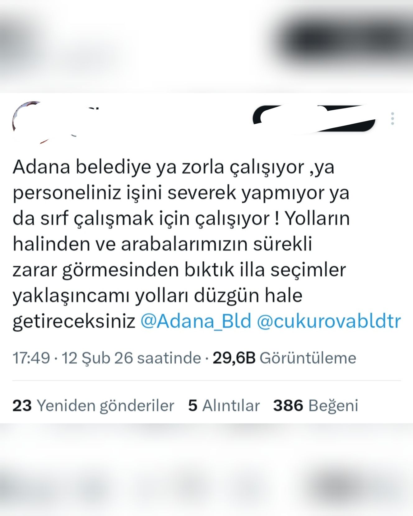 Adana Halkından Belediyeye Eleştiri